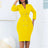 Elegant Dresses for Women Notched Collar Long Sleeve Double Breasted with Belt Yellow / S