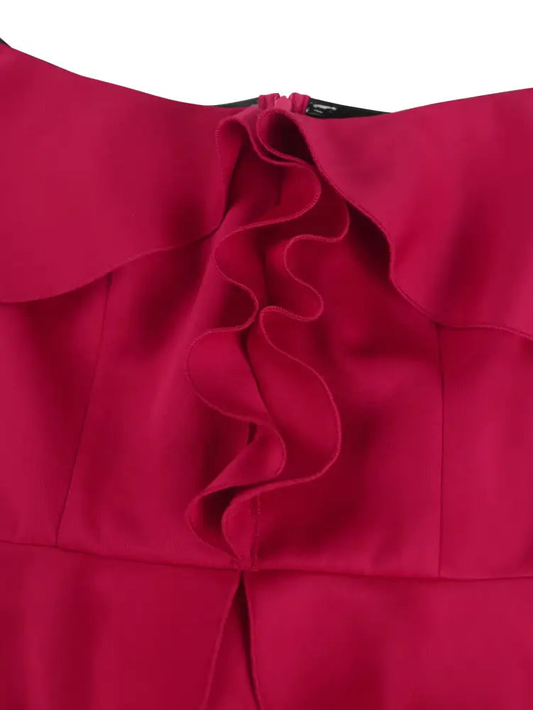 Elegant Off Shoulder Maxi Dress with Ruffled Peplum Short Sleeves