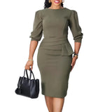 Elegant Slim Dresses for Church Women O Neck Half Sleeves