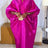 Elegant Women Long Boubou Dresses Pleated Evening V Neck Lantern Sleeve African Rose / One Size