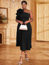AOMEIDRESS 3D Flower One Shoulder Pleated Summer Cocktail Dress