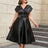 AOMEIDRESS Black Sleeveless A Line Dress Elegant Office Wear
