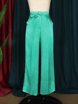 Green Rose Wide Leg High Wais Pants For Women