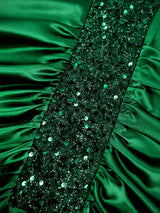 African Green Dresses Women Elegant Shiny Bubu Dresses Sequined Robes