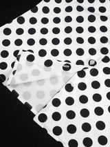 AOMEIDRESS Elegant Polka Dot Causal Blouse Bow Neck Short Sleeves