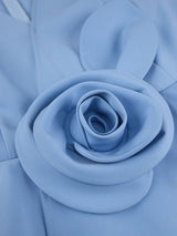 AOMEIDRESS Blue A Line Wedding Party Dress 3D Flower Sleeveless Peplum