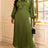 AOMEIDRESS A Line Pleated Dres Bow Tie Puff Sleeves Appliques Gowns ArmyGreen / S