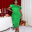 Green Party Wear Dresses w/Waist Ruffles for Ladies