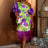 purple floral printed patchwork dresses for women