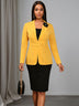 AOMEIDRESS Office Two Piece Set 3D Flower Blazer Black Pencil Skirt