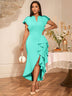 AOMEIDRESS Luxury Wedding Guest Dresses 2025 Party Gowns Ruffles Slit MintGreen / S