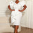 AOMEIDRESS Elegant White Bodycon Dress V Neck Butterfly Sleeve Peplum White / S