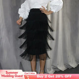 Green Blue Black Ladies Fringe Bodycon Pencil Skirts