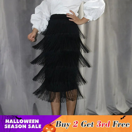 Green Blue Black Ladies Fringe Bodycon Pencil Skirts