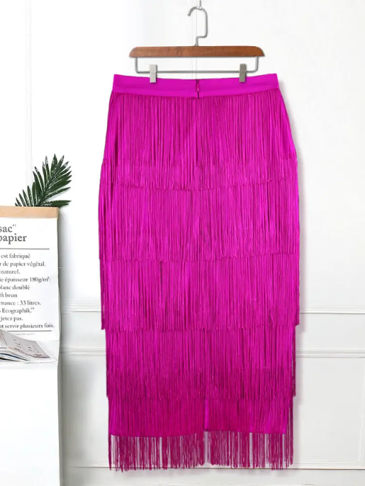 Green Blue Black Ladies Fringe Bodycon Pencil Skirts