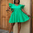 Green V Neck Flying Sleeve Mini Dress For Women Green / L