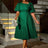 Jacquard Dresses A Line 3D Yellow Flower Short Puff Sleeve Green / S