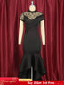 Lace Patchwork Sheer Sleeves Black Mermaid Long Dress Black / S
