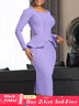 Ladies Dresses for Church Women Elegant Modest Square Collar PURPLE / S