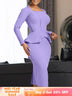 Ladies Dresses for Church Women Elegant Modest Square Collar PURPLE / S