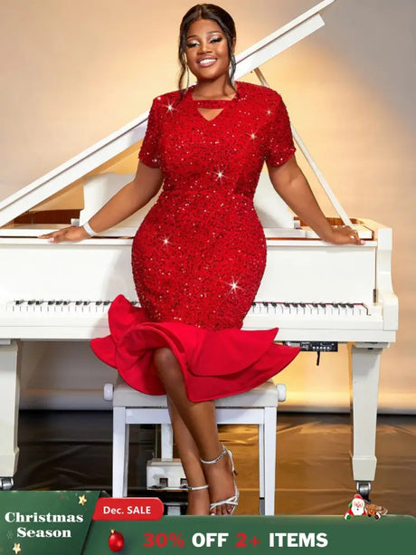 red party wear sequin dresses