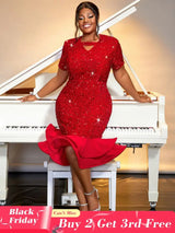 red party wear sequin dresses