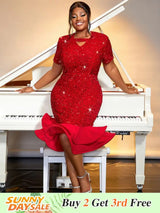 red party wear sequin dresses