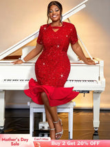 red party wear sequin dresses