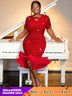 red party wear sequin dresses