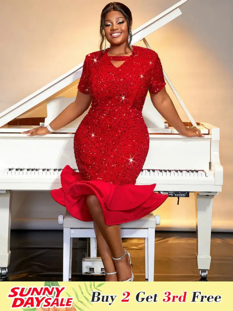 red party wear sequin dresses