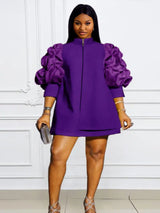 Plus Size Mini Dresses Loose Casual Ladies Purple / S