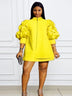 Plus Size Mini Dresses Loose Casual Ladies Yellow / S