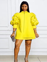 Plus Size Mini Dresses Loose Casual Ladies Yellow / S