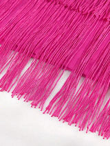 Ruffle Sleeve V Neck Midi Fringe Dress Women’s