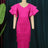 Ruffle Sleeve V Neck Midi Fringe Dress Women’s Rose / S