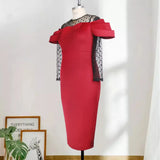 See Through Dot Sleeve Patchwork Long Dress Midi dress