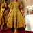 AOMEIDRESS Jacquard A Line Dresses Short Lantern Sleeves Elegant Retro Party Event Yellow / S