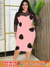 Tulle Long Sleeve Dot Bodycon Dresses Office Outfits for Ladies Pink / S