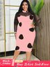 Tulle Long Sleeve Dot Bodycon Dresses Office Outfits for Ladies Pink / S