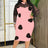 Tulle Long Sleeve Dot Bodycon Dresses Office Outfits for Ladies Pink / S