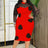 Tulle Long Sleeve Dot Bodycon Dresses Office Outfits for Ladies Red / S