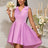 V Neck Sleeveless A Line Mini Dress with 3D Flower Elegant High Low Hem Party Lavender / S
