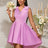 V Neck Sleeveless A Line Mini Dress with 3D Flower Elegant High Low Hem Party Lavender / S