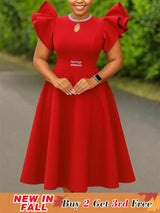 Women A Line Party Dresses Short Ruffles Sleeves Wedding Guest Birthday Occasion