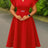 Women A Line Party Dresses Short Ruffles Sleeves Wedding Guest Birthday Occasion Red / S