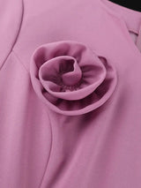 Women A Line Pleated Dress V Neck 3D Flower Patchwork Lace Autumn New