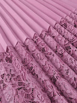 Women A Line Pleated Dress V Neck 3D Flower Patchwork Lace Autumn New