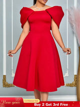 Women A Line Pleted Party Dress Elegant Short Sleeves Off Shoulder