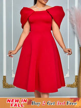 Women A Line Pleted Party Dress Elegant Short Sleeves Off Shoulder
