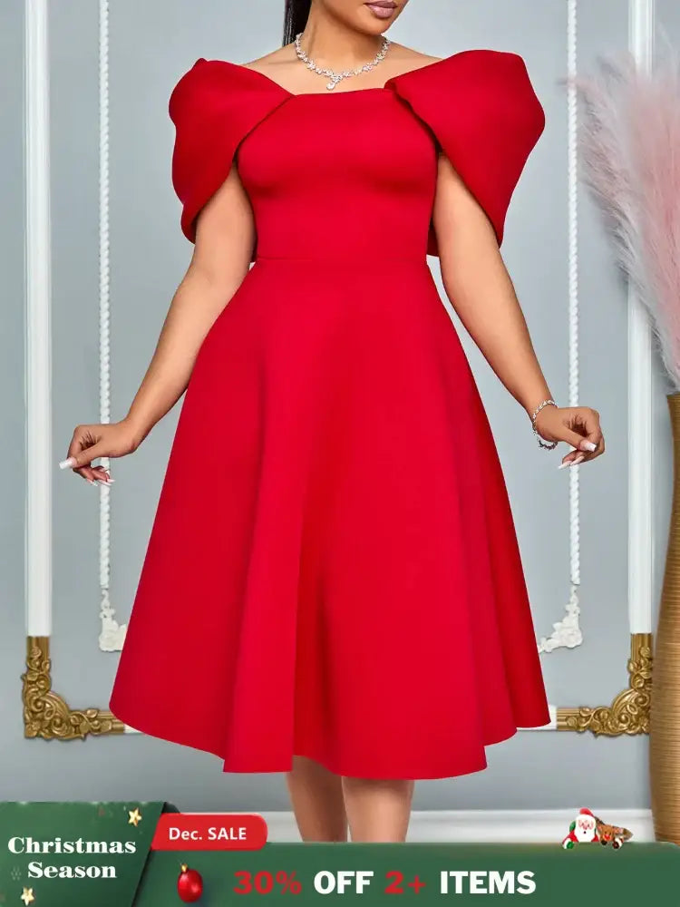 Women A Line Pleted Party Dress Elegant Short Sleeves Off Shoulder